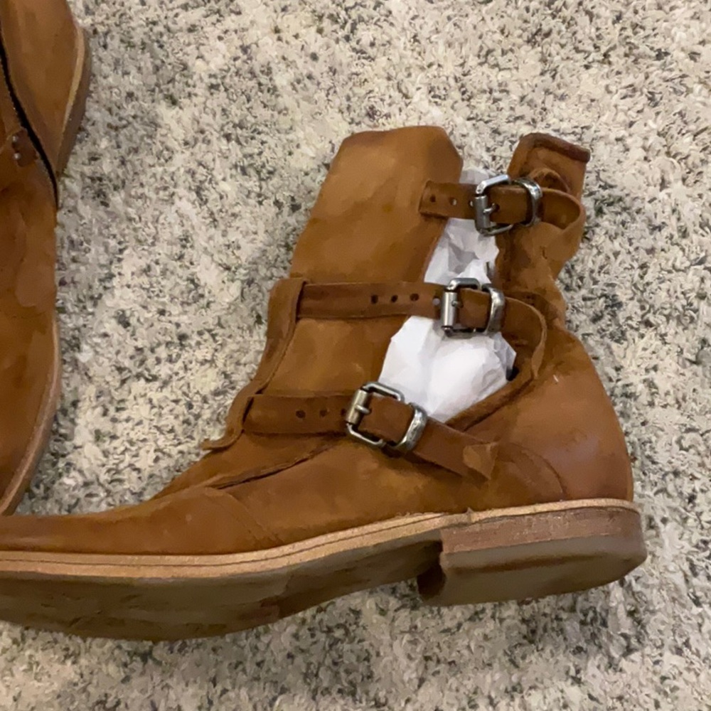 A.S. 98 open sided boots Tan leather/ straps Sz 41 - Picture 2 of 3